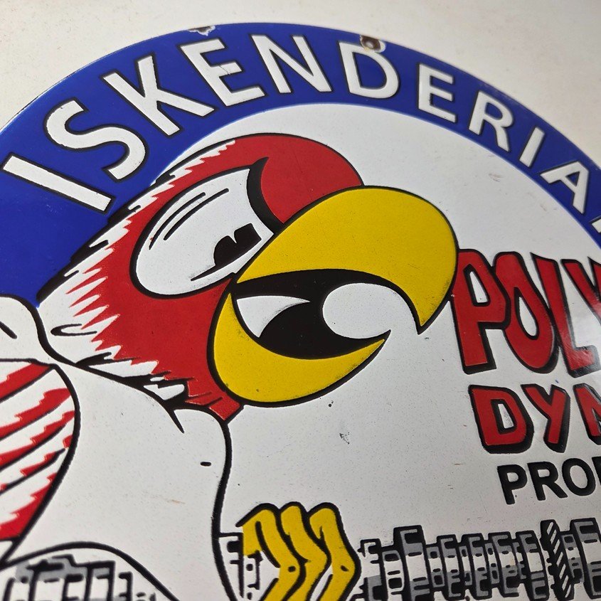 Vintage Iskenderian Racing Cams Porcelain Sign - Mod Rod Auto Gas Pump Shop Sign - Image 5