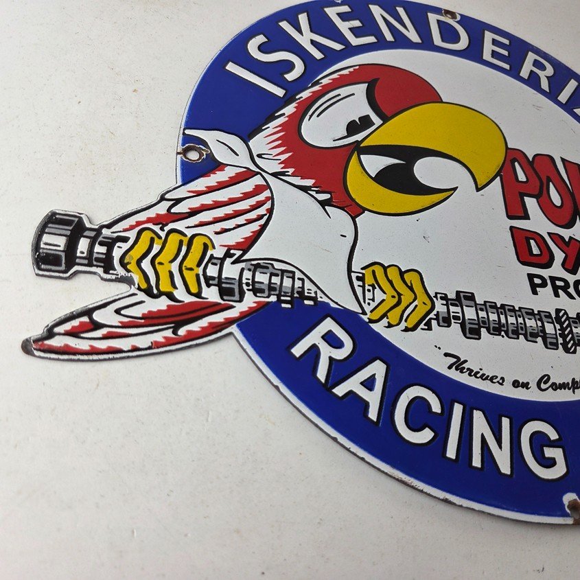 Vintage Iskenderian Racing Cams Porcelain Sign - Mod Rod Auto Gas Pump Shop Sign - Image 6