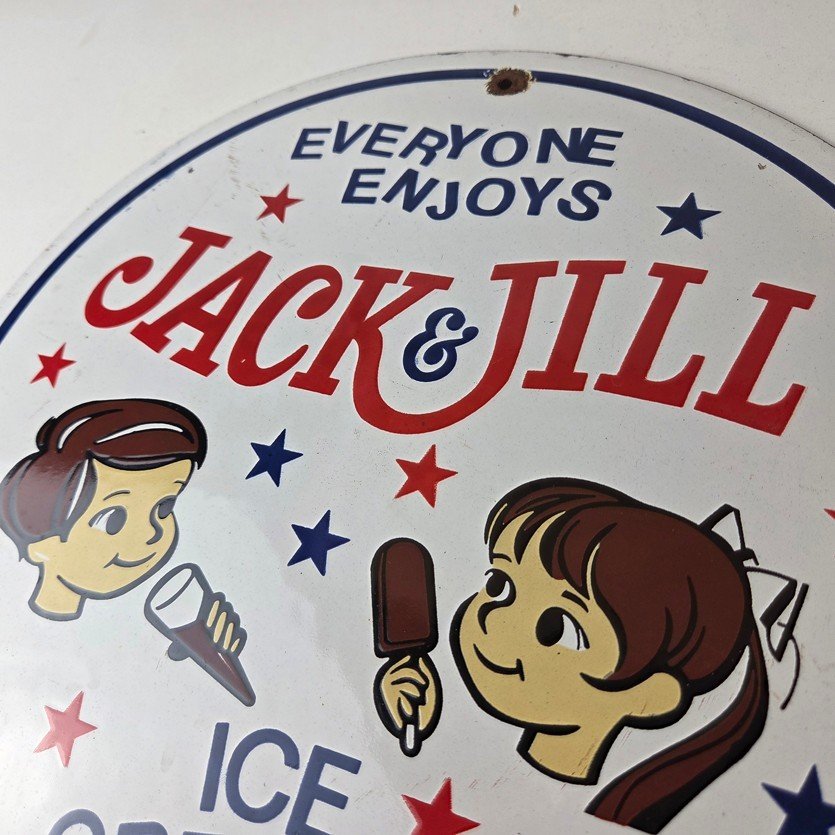 Vintage Jack & Jill Ice Cream Porcelain Sign - Gas Pump Advertising Sales Sign - Image 12