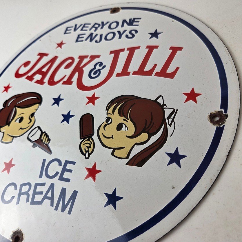 Vintage Jack & Jill Ice Cream Porcelain Sign - Gas Pump Advertising Sales Sign - Image 13