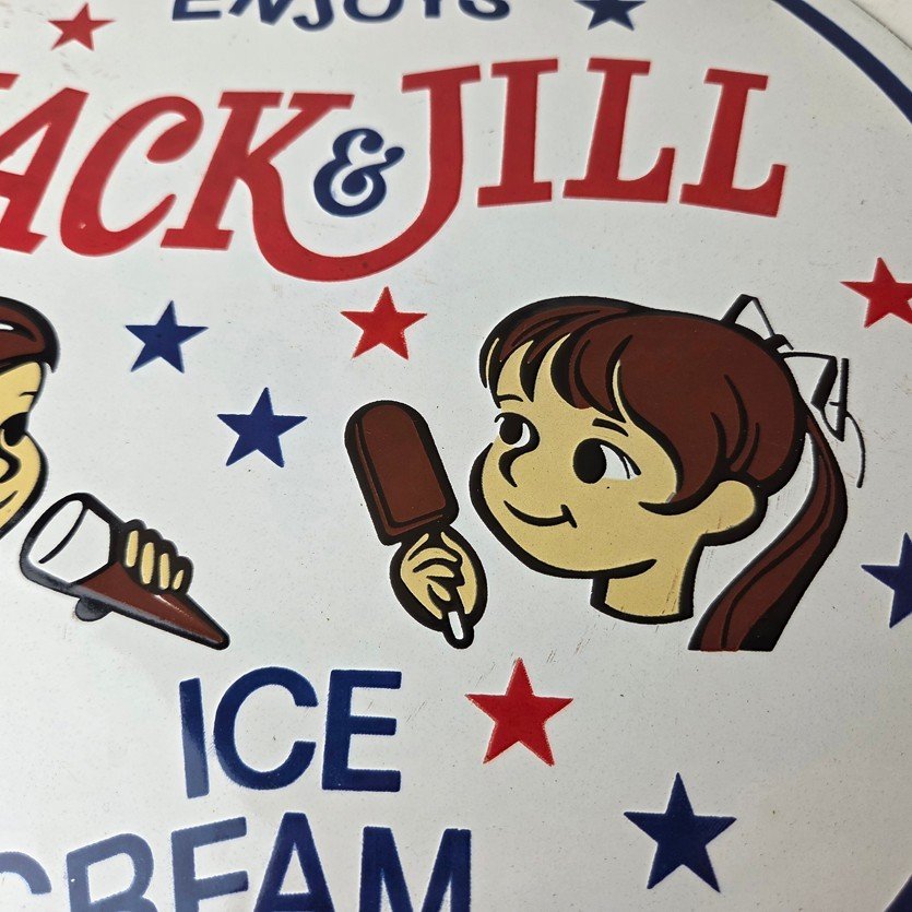 Vintage Jack & Jill Ice Cream Porcelain Sign - Gas Pump Advertising Sales Sign - Image 3
