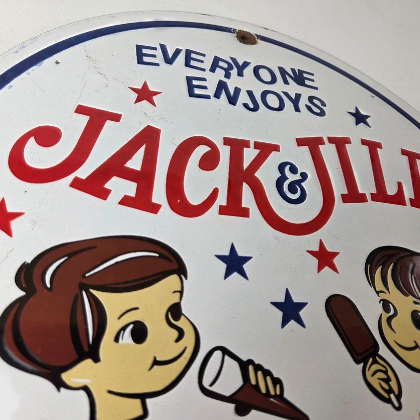 Vintage Jack & Jill Ice Cream Porcelain Sign - Gas Pump Advertising Sales Sign - Image 5