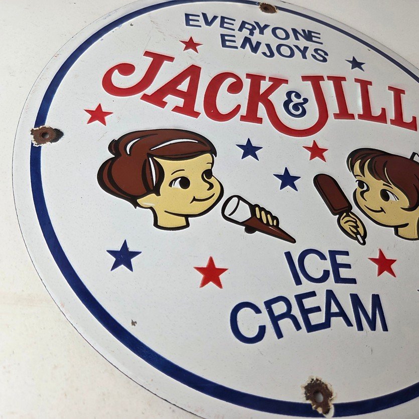 Vintage Jack & Jill Ice Cream Porcelain Sign - Gas Pump Advertising Sales Sign - Image 6