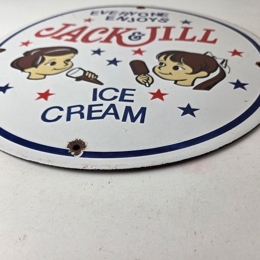 Vintage Jack & Jill Ice Cream Porcelain Sign - Gas Pump Advertising Sales Sign - Image 10
