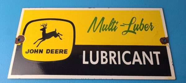 Vintage John Deere Porcelain Sign Farm Tractor Gas Pump Multi Luber Sign 305793092128