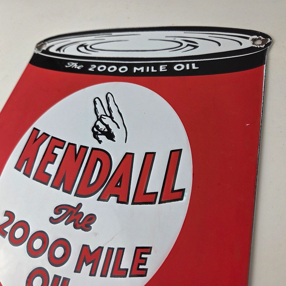 Vintage Kendall Motor Oil Sign - Motor Oil Bucket Quart Can Gas Porcelain Sign - Image 12