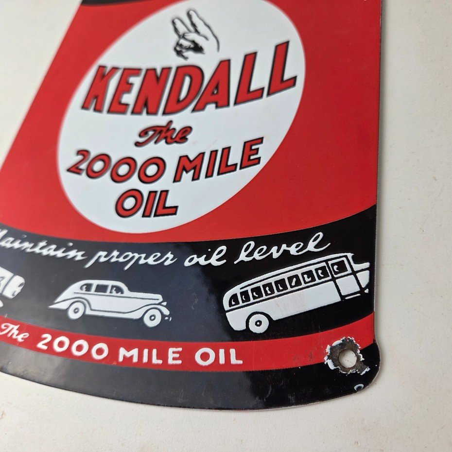 Vintage Kendall Motor Oil Sign - Motor Oil Bucket Quart Can Gas Porcelain Sign - Image 14