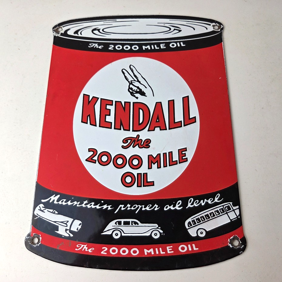 Vintage Kendall Motor Oil Sign - Motor Oil Bucket Quart Can Gas Porcelain Sign - Image 15