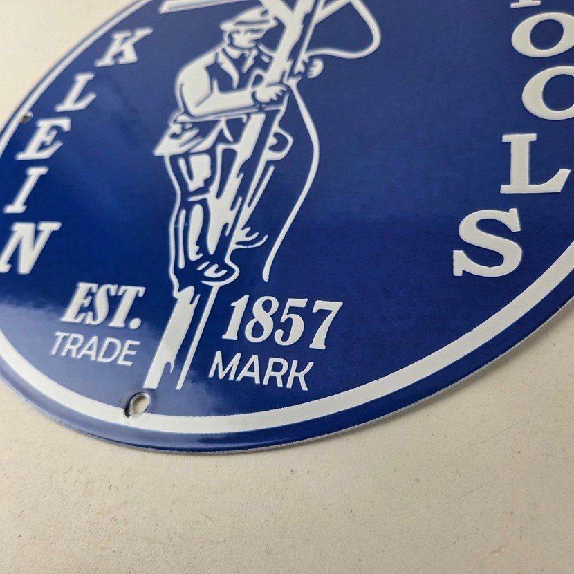 Vintage Klein Tools Porcelain Sign - Auto Mechanic Gas Service Shop Garage Sign - Image 13