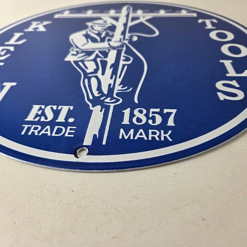 Vintage Klein Tools Porcelain Sign - Auto Mechanic Gas Service Shop Garage Sign - Image 14