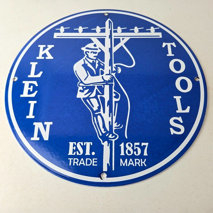 Vintage Klein Tools Porcelain Sign - Auto Mechanic Gas Service Shop Garage Sign - Image 15