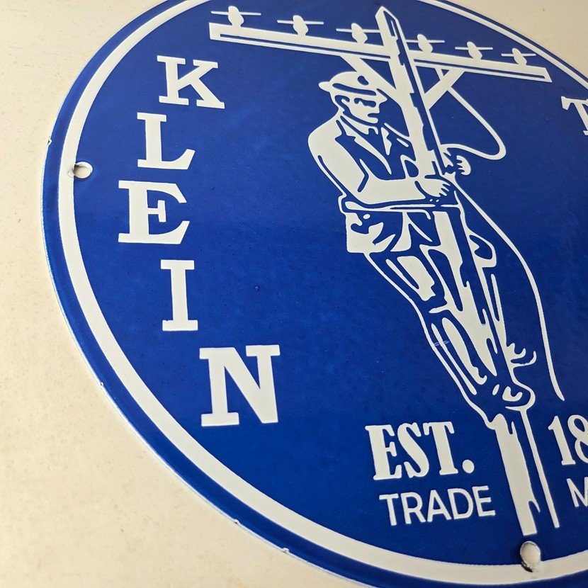 Vintage Klein Tools Porcelain Sign - Auto Mechanic Gas Service Shop Garage Sign - Image 6