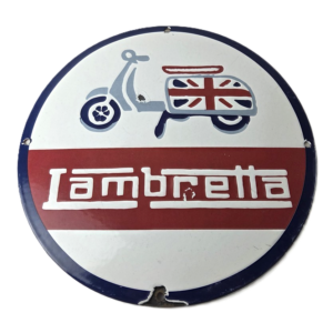 Vintage Lambretta Sign - Bike Gas Service Station Porcelain Advertising Sign