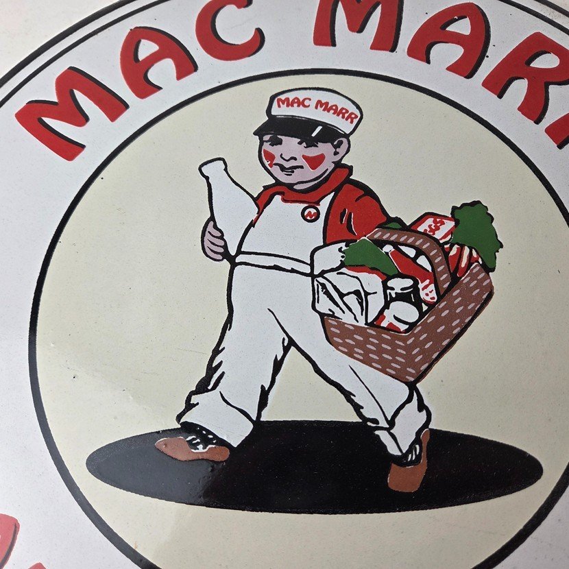 Vintage Mac Marr Milk Sign - Dairy Evaporated Store Porcelain Gas Pump Sign - Image 3