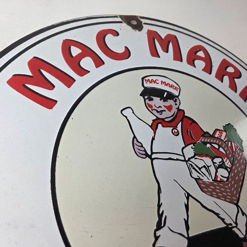 Vintage Mac Marr Milk Sign - Dairy Evaporated Store Porcelain Gas Pump Sign - Image 5