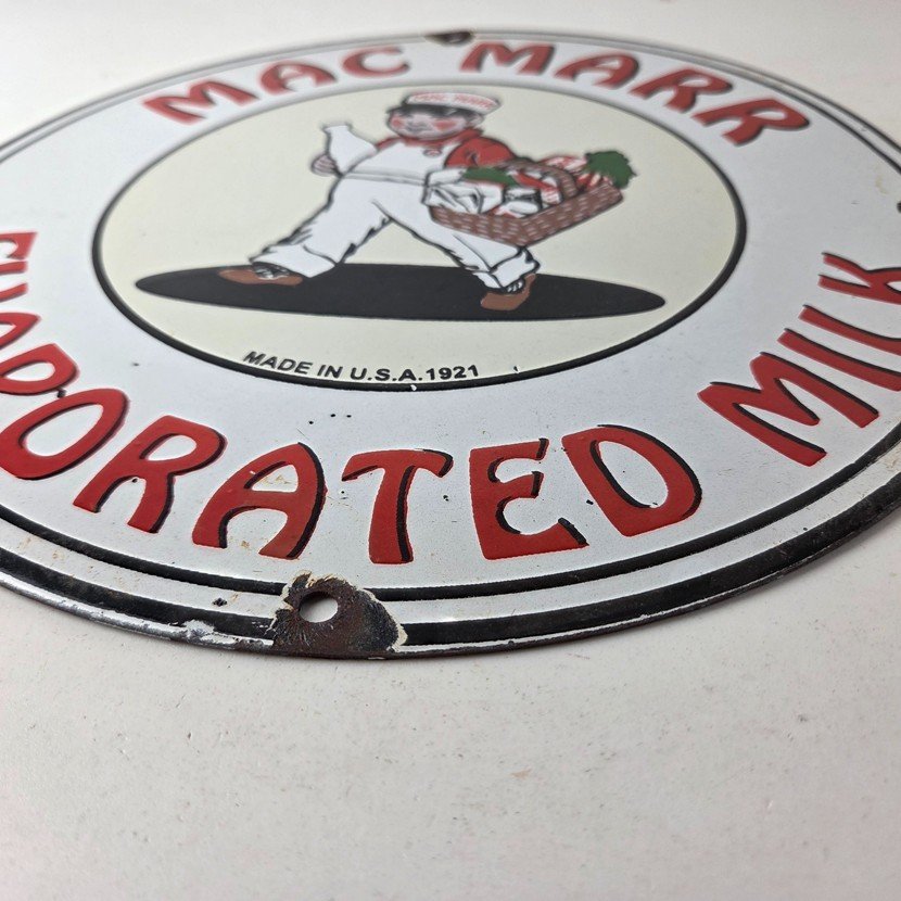 Vintage Mac Marr Milk Sign - Dairy Evaporated Store Porcelain Gas Pump Sign - Image 10