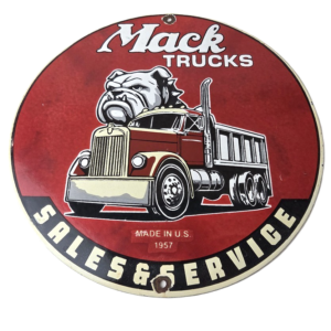 Vintage Mack Trucks Sign - Sales Service Diesel Gas Pump Porcelain Sign