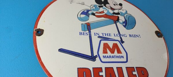 Vintage Marathon Gasoline Sign Porcelain Disney Mickey Station Pump Sign 305768692148 5