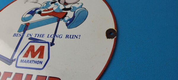 Vintage Marathon Gasoline Sign Porcelain Disney Mickey Station Pump Sign 305768692148 8