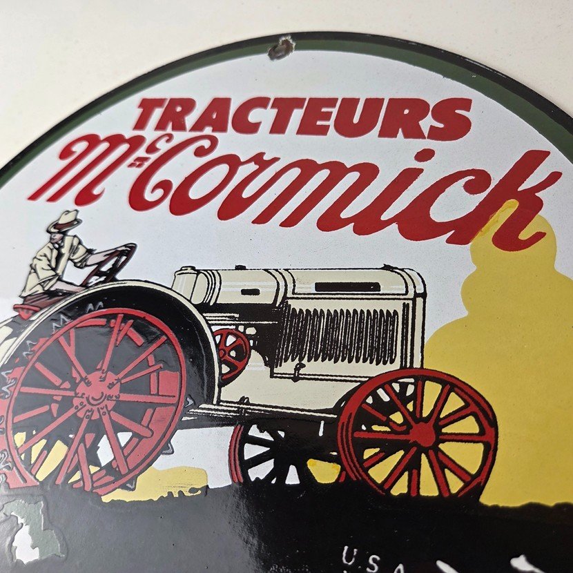 Vintage McCormick Tractors Porcelain Sign - French Machines Agricoles Sign - Image 12