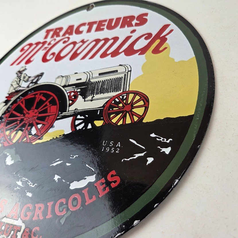 Vintage McCormick Tractors Porcelain Sign - French Machines Agricoles Sign - Image 13