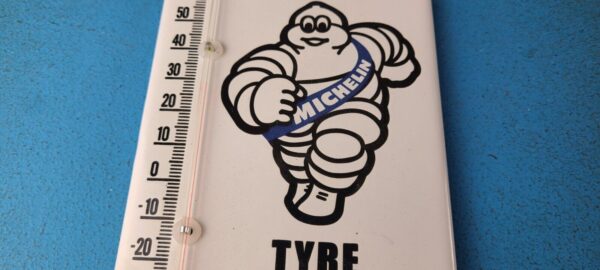 Vintage Michelin Tires Porcelain Sign Gasoline Pump Ad Sign On Thermometer 305695740468 3