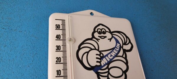 Vintage Michelin Tires Porcelain Sign Gasoline Pump Ad Sign On Thermometer 305695740468 4