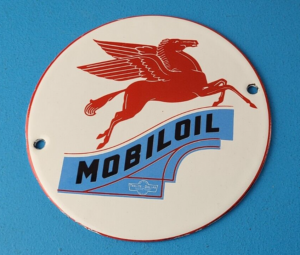 Vintage Mobil Oil Porcelain Sign Mobilgas Peggy Porcelain Gas Pump Plate Sign 305874282208