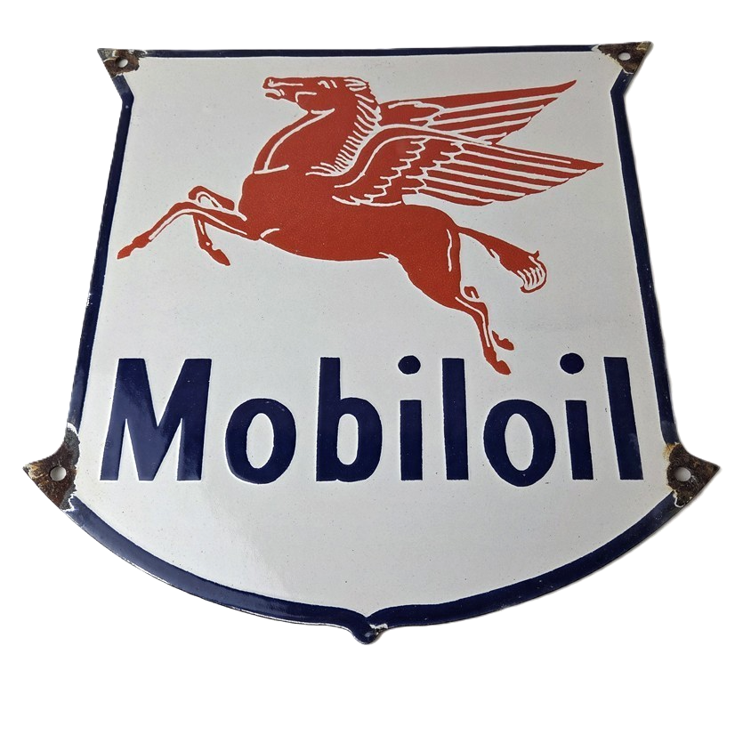 Vintage Mobil Oil Sign - Gasoline Advertising Gas Pump Station Porcelain Sign