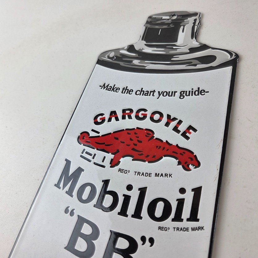 Vintage Mobil Porcelain Sign - BB Motor Oil Can Porcelain Gargoyle Sign - Image 12