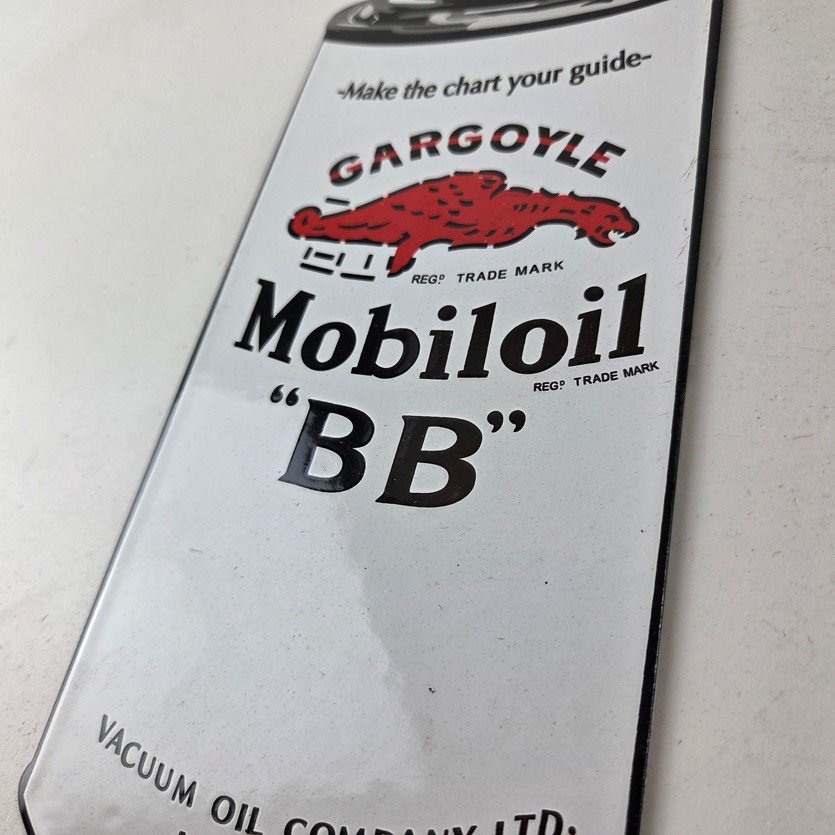 Vintage Mobil Porcelain Sign - BB Motor Oil Can Porcelain Gargoyle Sign - Image 13