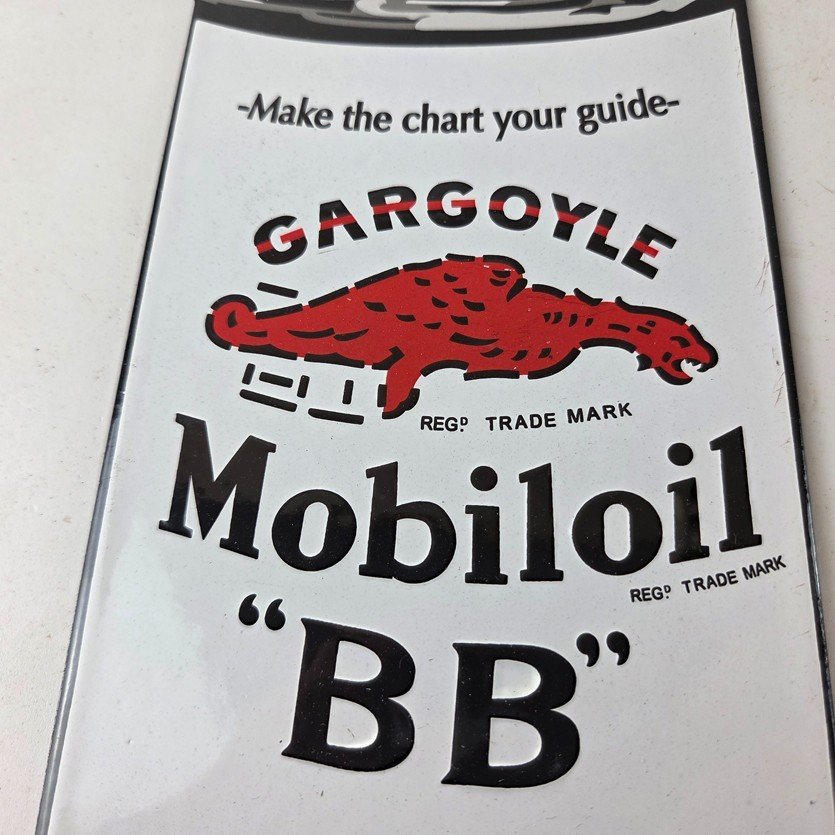 Vintage Mobil Porcelain Sign - BB Motor Oil Can Porcelain Gargoyle Sign - Image 3