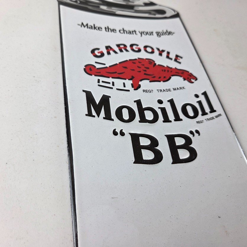 Vintage Mobil Porcelain Sign - BB Motor Oil Can Porcelain Gargoyle Sign - Image 6