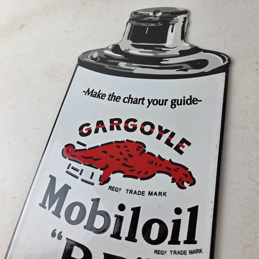 Vintage Mobil Porcelain Sign - BB Motor Oil Can Porcelain Gargoyle Sign - Image 12