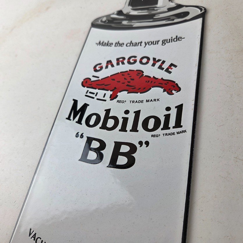 Vintage Mobil Porcelain Sign - BB Motor Oil Can Porcelain Gargoyle Sign - Image 13