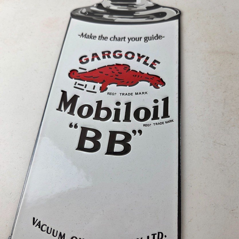 Vintage Mobil Porcelain Sign - BB Motor Oil Can Porcelain Gargoyle Sign - Image 4