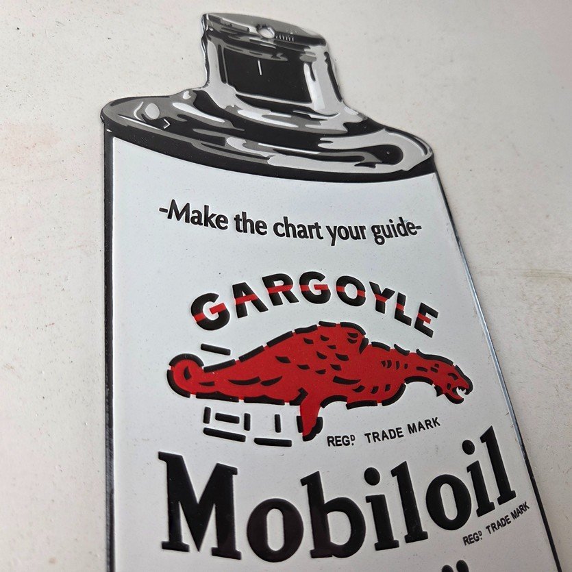Vintage Mobil Porcelain Sign - BB Motor Oil Can Porcelain Gargoyle Sign - Image 5