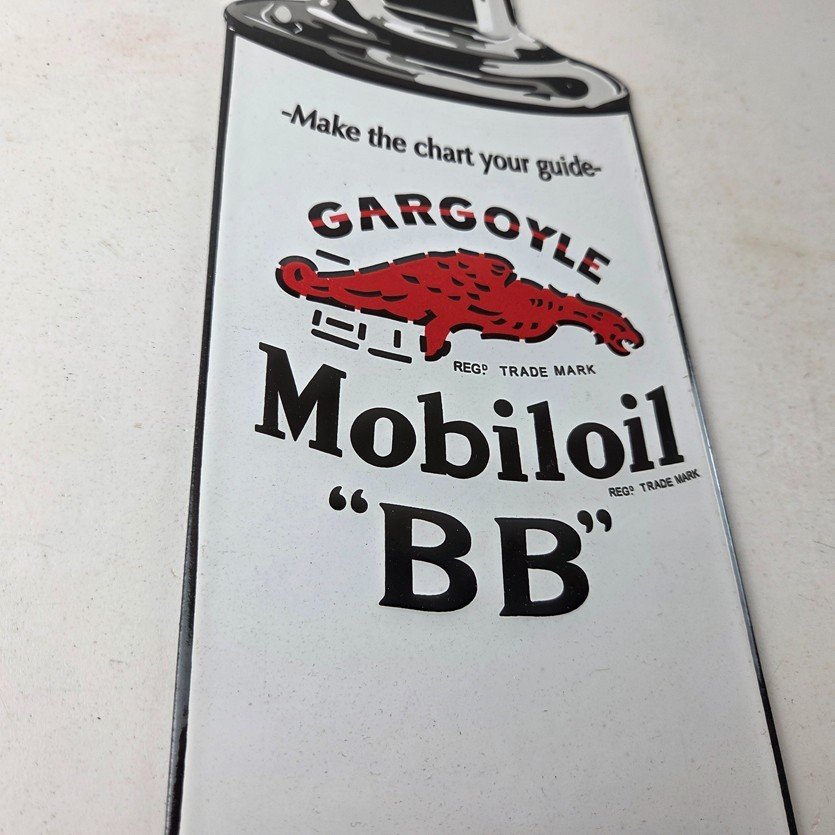 Vintage Mobil Porcelain Sign - BB Motor Oil Can Porcelain Gargoyle Sign - Image 6