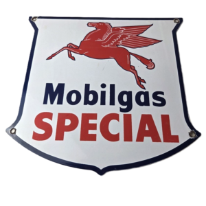 Vintage Mobil Special Sign - Porcelain Pegasus Gasoline Pegasus Gas Pump Sign