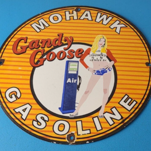 Vintage Mohawk Gasoline Sign - Goose Air Pump Gas Oil Porcelain Service Sign