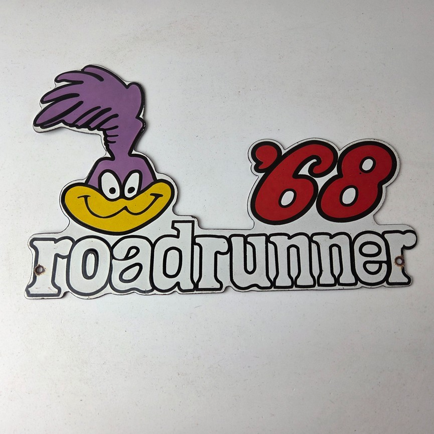 Vintage Mopar Chrysler Sign - Road Runner Plymouth Gas Pump Plate Porcelain Sign - Image 15