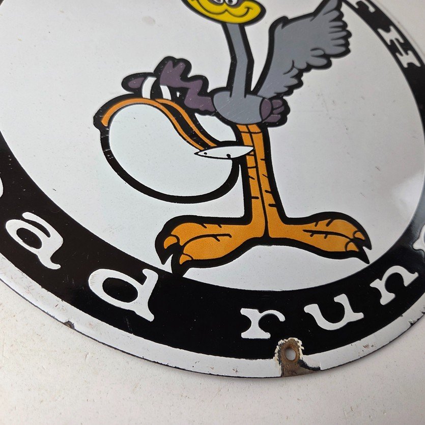 Vintage Mopar Plymouth Sign - Porcelain Road Runner Auto Shop Gas Pump Sign - Image 11