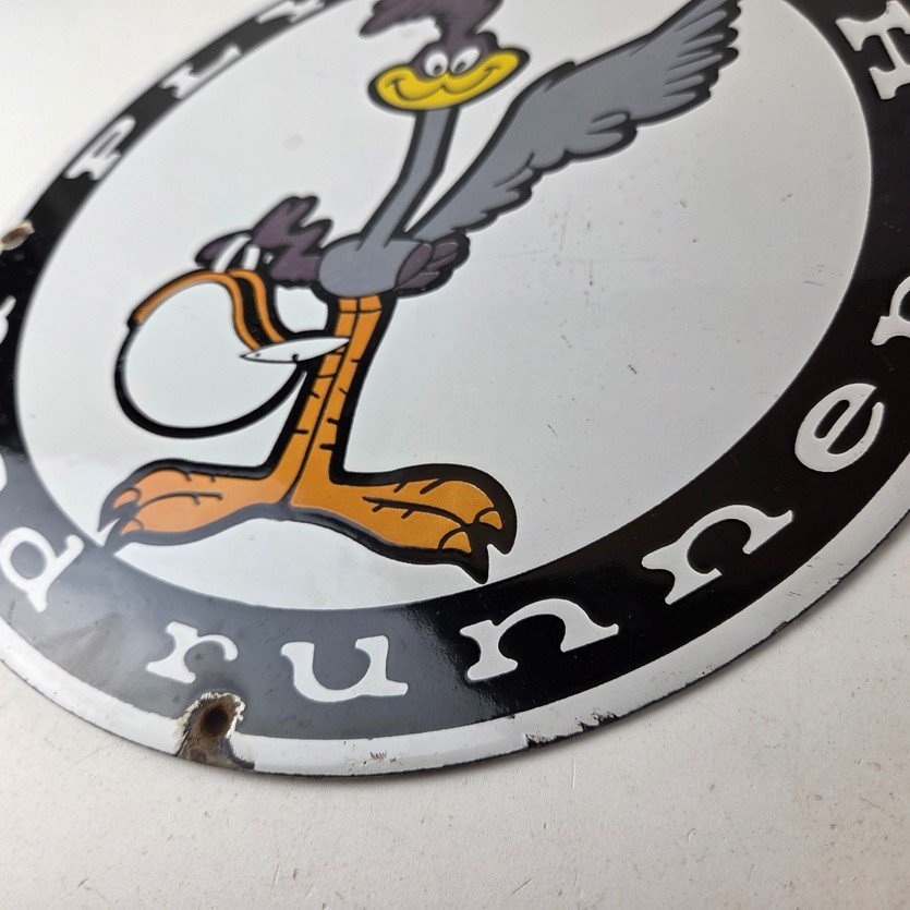 Vintage Mopar Plymouth Sign - Porcelain Road Runner Auto Shop Gas Pump Sign - Image 14