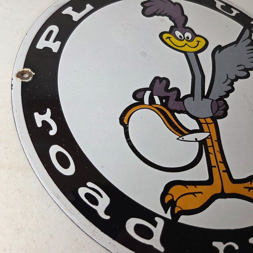 Vintage Mopar Plymouth Sign - Porcelain Road Runner Auto Shop Gas Pump Sign - Image 6