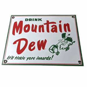 Vintage Mountain Dew Sign - Yahooo Hill Billy Soda Gas Station Porcelain Sign