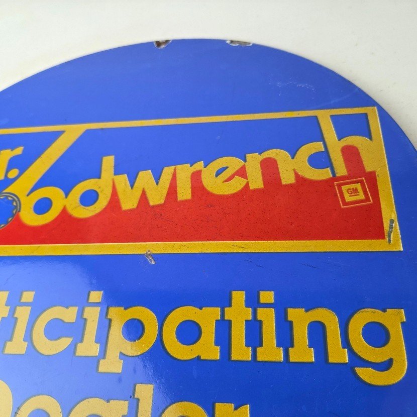 Vintage Mr Goodwrench Porcelain Sign - Old Auto Car Mechanic Gas Pump Sign - Image 4