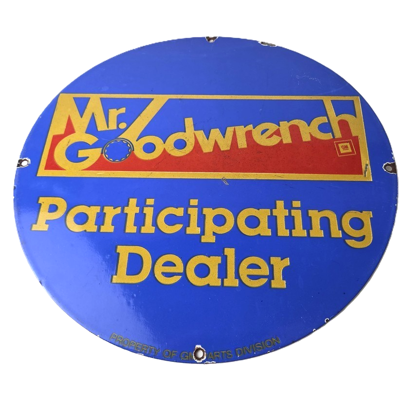 Vintage Mr Goodwrench Porcelain Sign - Old Auto Car Mechanic Gas Pump Sign