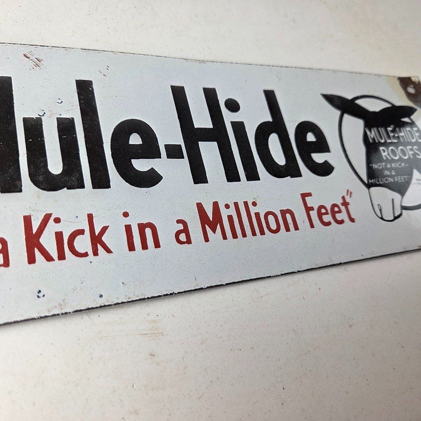 Vintage Mule Hide Roof Porcelain Sign - Auto Gas Service Garage Shop Sign - Image 11