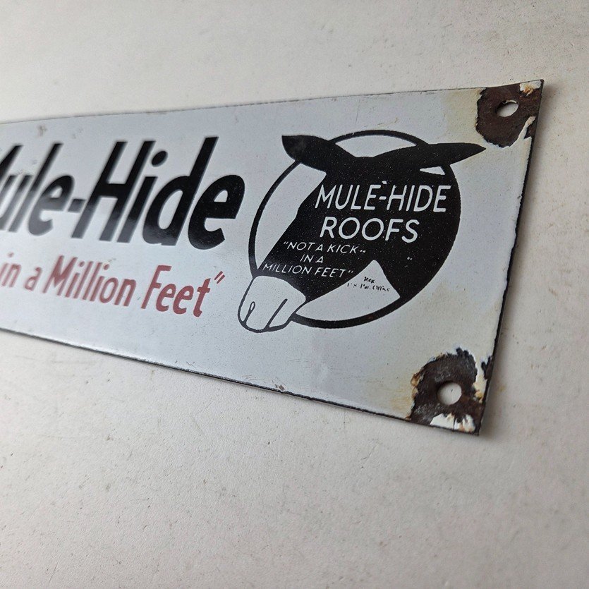 Vintage Mule Hide Roof Porcelain Sign - Auto Gas Service Garage Shop Sign - Image 12