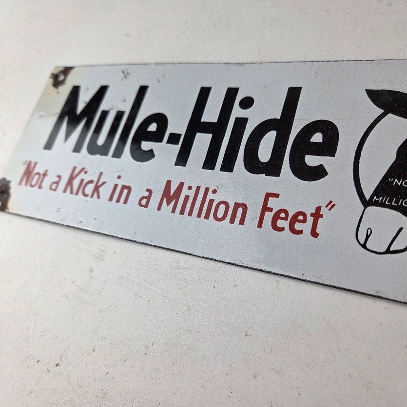 Vintage Mule Hide Roof Porcelain Sign - Auto Gas Service Garage Shop Sign - Image 14